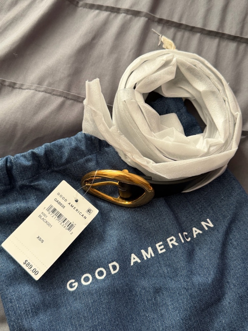 Good American Black Belt with Gold Oval Buckle
